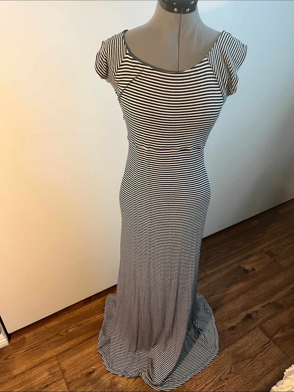 Jessica Simpson Black and White Striped Maxi Dress